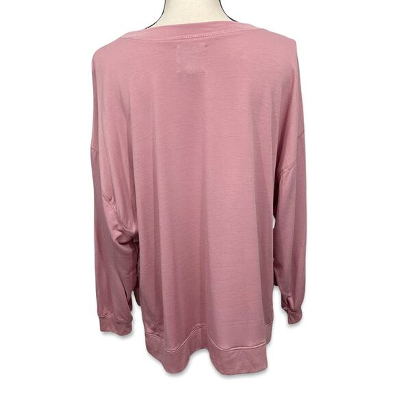 Found Los Angeles Pink Sweatshirt NEW Womens Sz S Raglan Sleeves Hi-Lo Split Hem - Picture 3 of 7